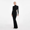 Black Viscose Knit Cut Out Maxi Dress