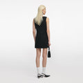 Black Crepe Crystal Trim Mini Dress