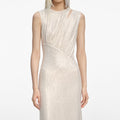 Champagne Rhinestone Cut Out Midi Dress