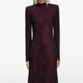 Burgundy Rhinestone Fishnet Midi Dress