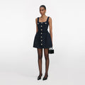 Navy Boucle Sleeveless Mini Dress