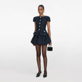 Navy Boucle Mini Dress