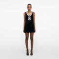 Black Velvet Bow Mini Dress