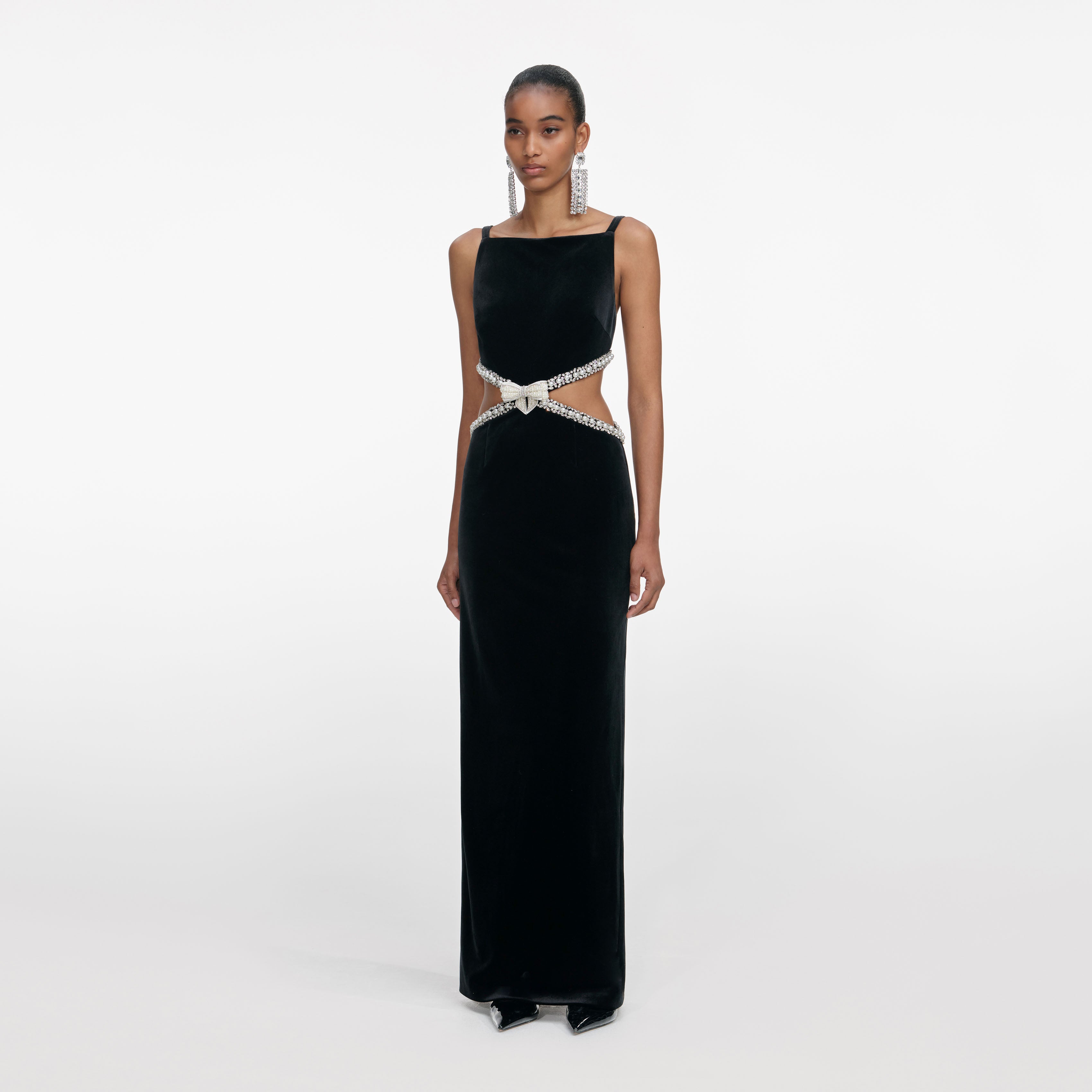 Black Velvet Cut Out Maxi Dress