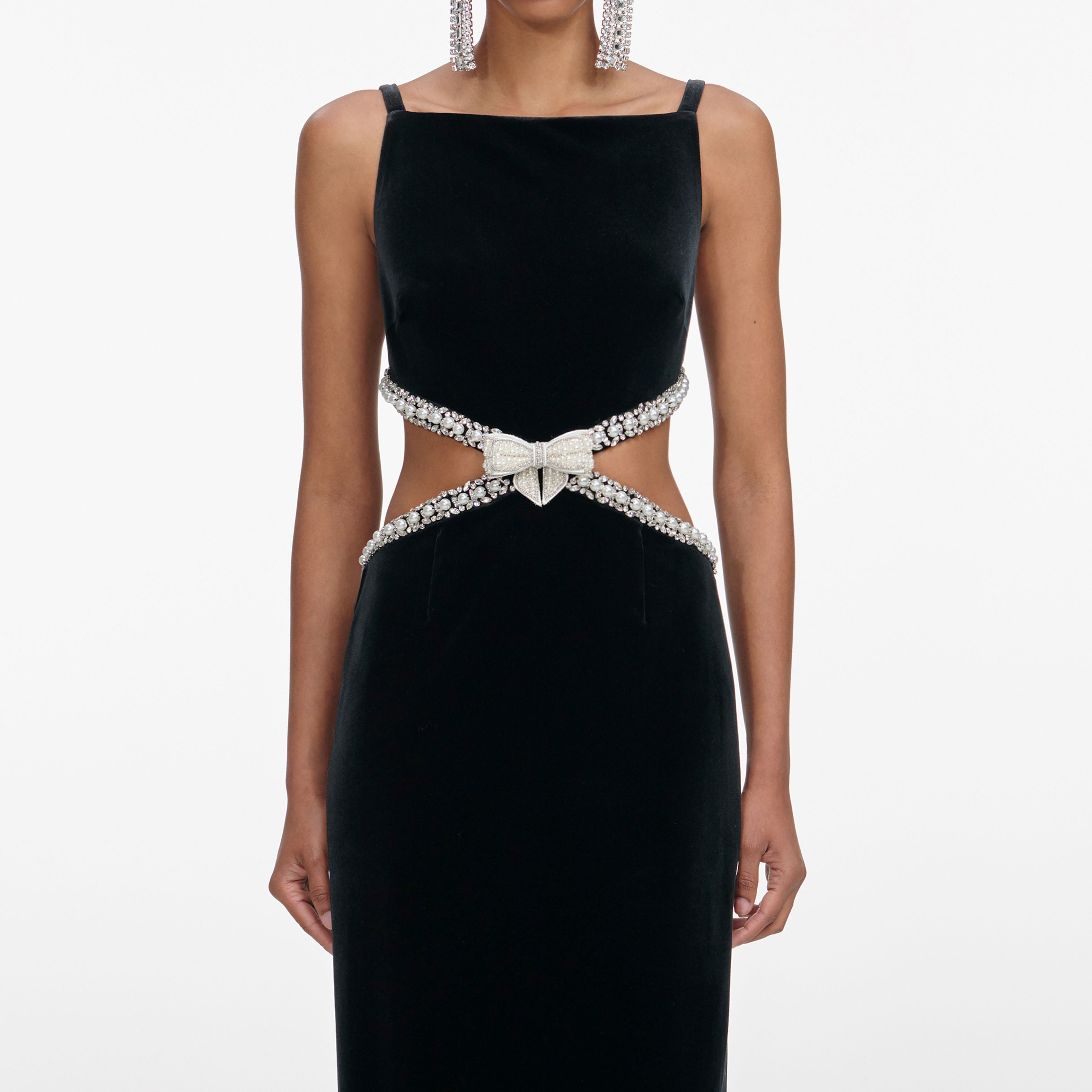 Black Velvet Cut Out Maxi Dress