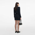 Navy Textured Knit Mini Skirt