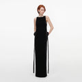 Black Velvet Bow Sides Maxi Dress