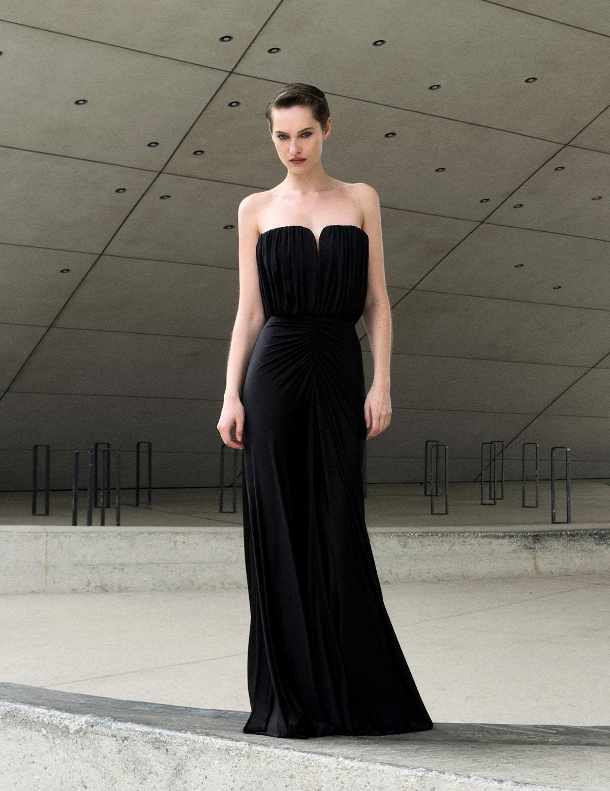 Black Jersey Bandeau Maxi Dress