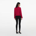 Red Frayed Knit Jacket