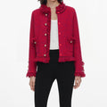 Red Frayed Knit Jacket