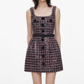 Pink and Black Sequin Boucle Sleeveless Mini Dress