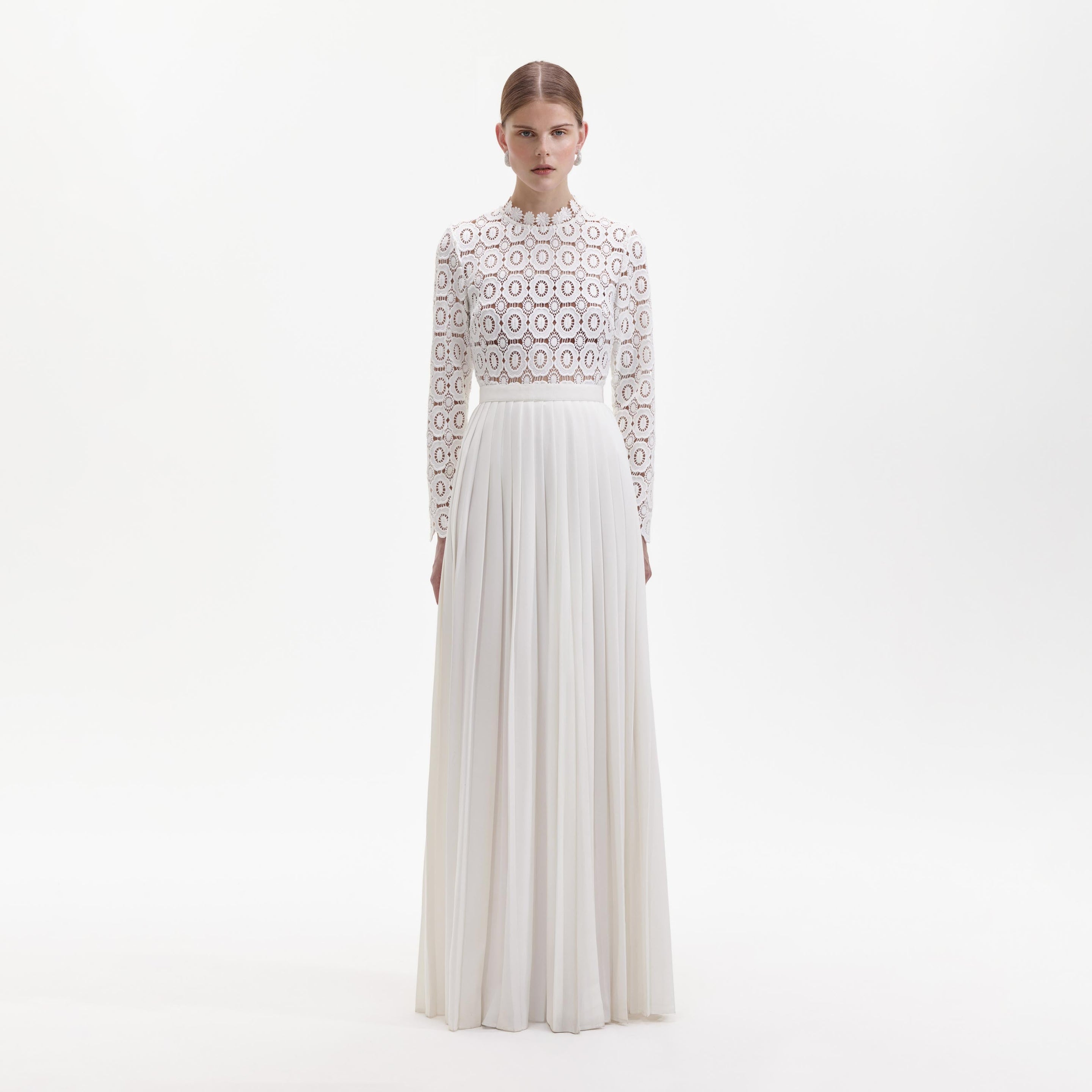 White Floral Lace Bandeau Maxi Dress