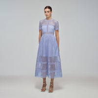 Lilac Guipure Lace Midi Dress