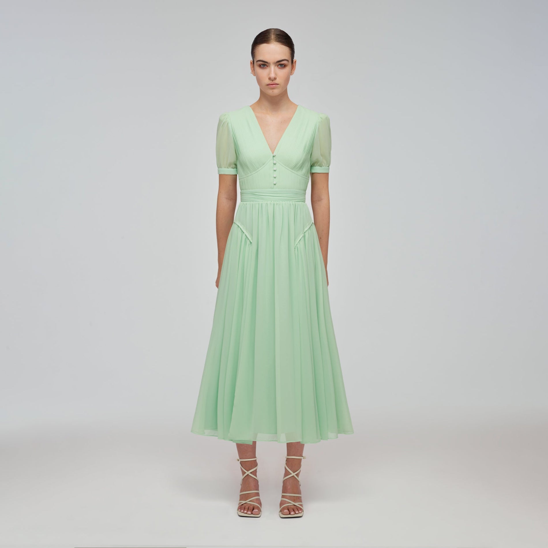 Spearmint Chiffon Midi Dress