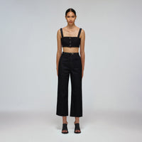 Black Textured Weave Crop Top