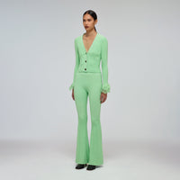 Spearmint Ribbed Knit Trouser