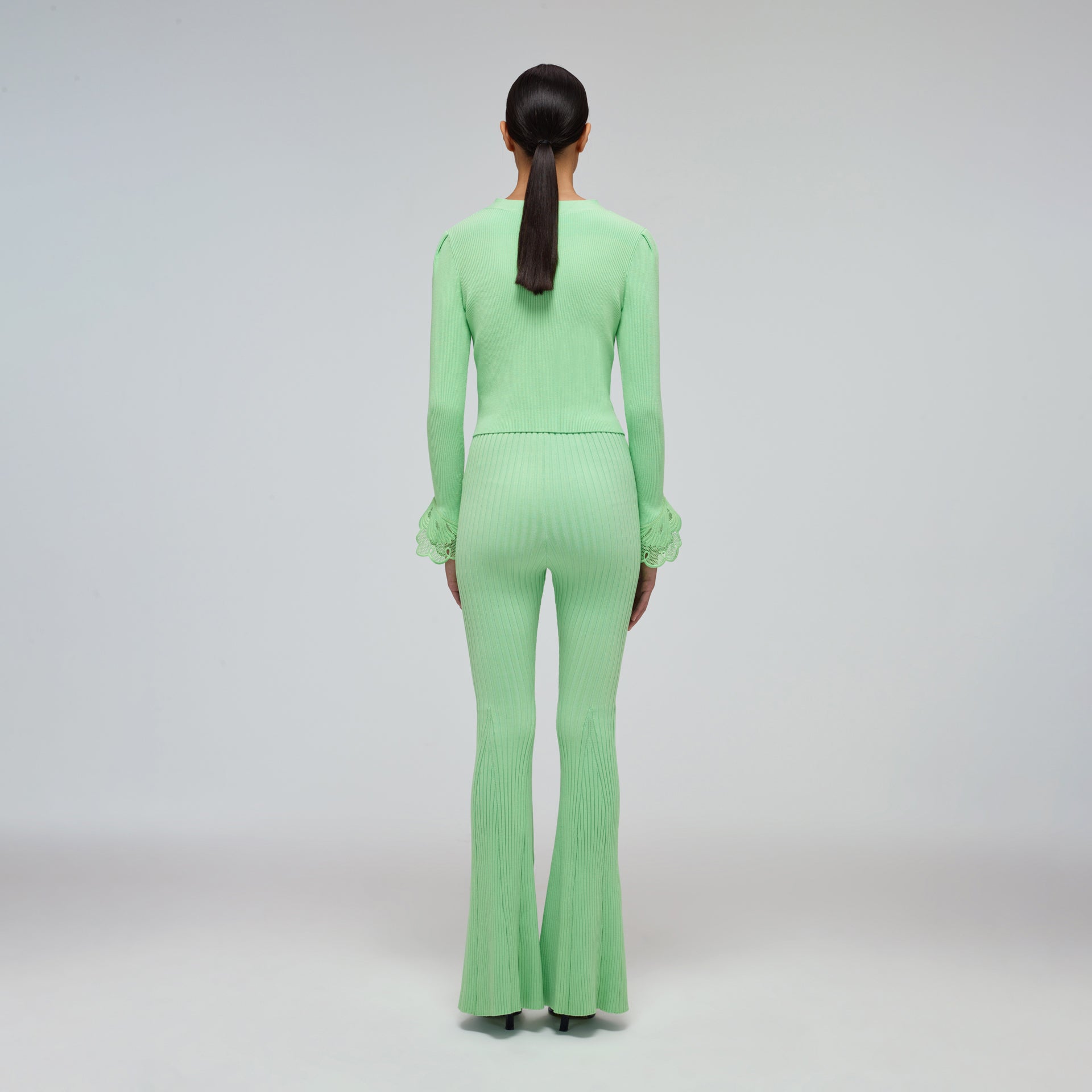 Spearmint Ribbed Knit Trouser