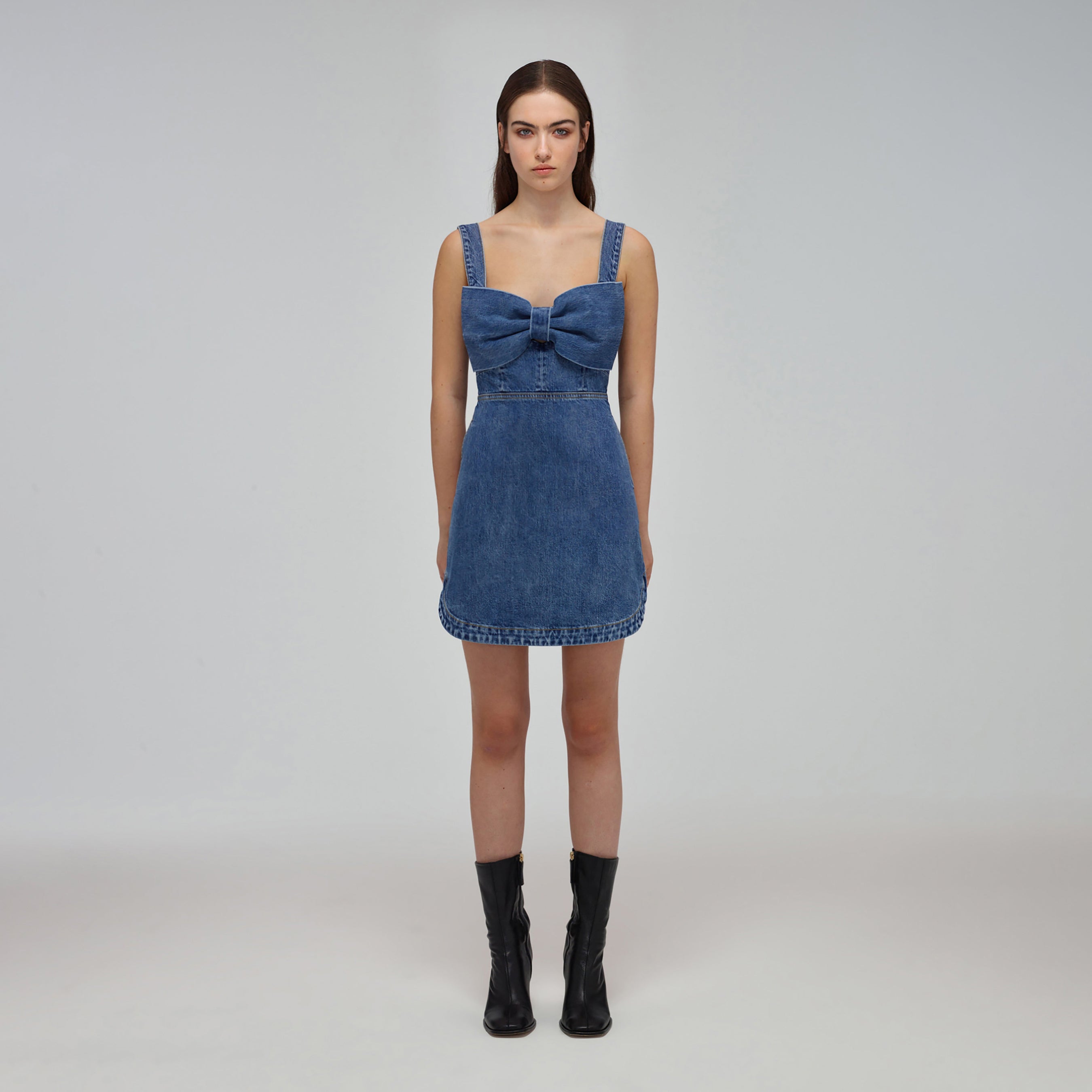 Blue Denim Bow Mini Dress