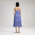 Lilac Polka Dot Tiered Chiffon Midi Dress