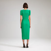 Green Crepe Midi Dress