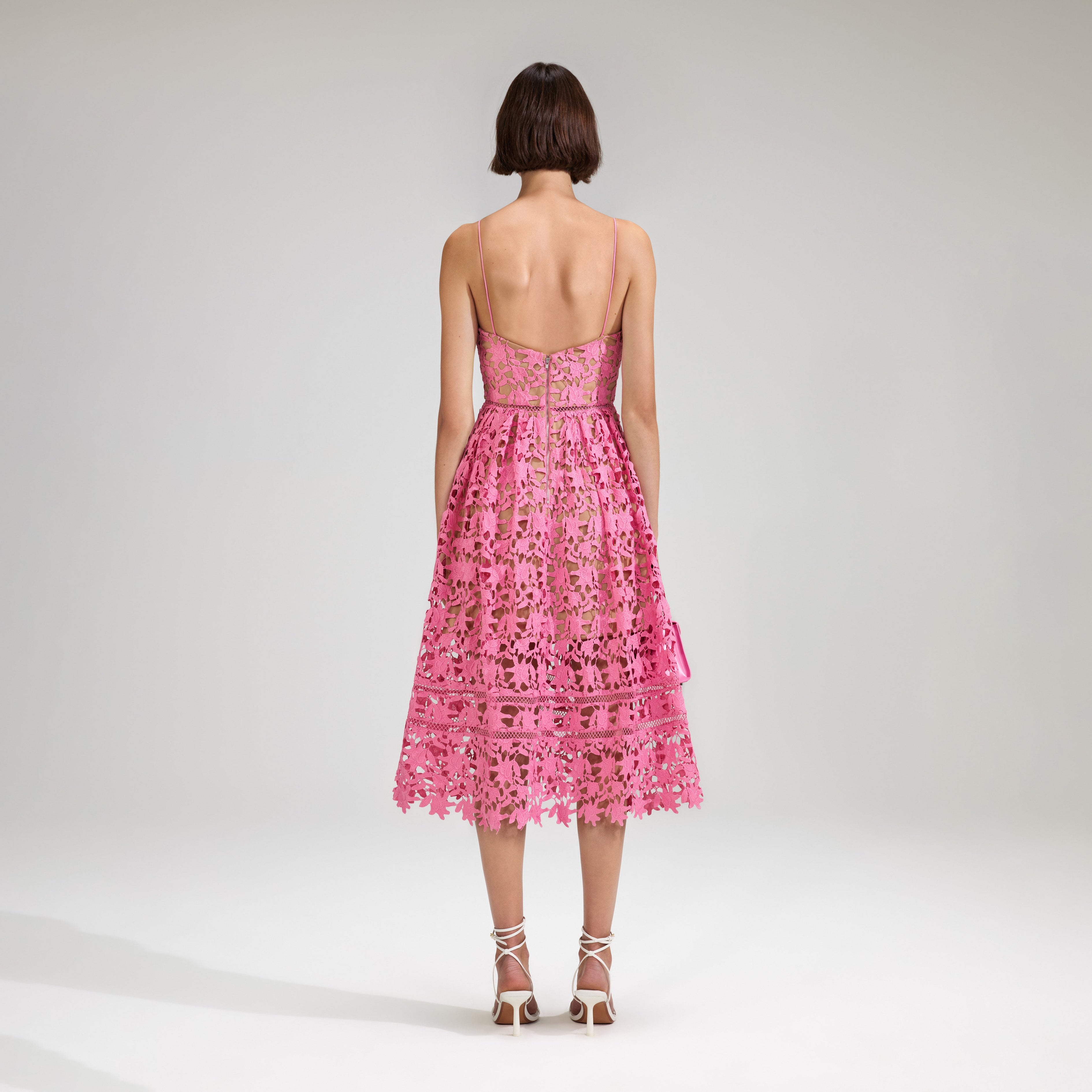 Pink Azaelea Lace Midi Dress