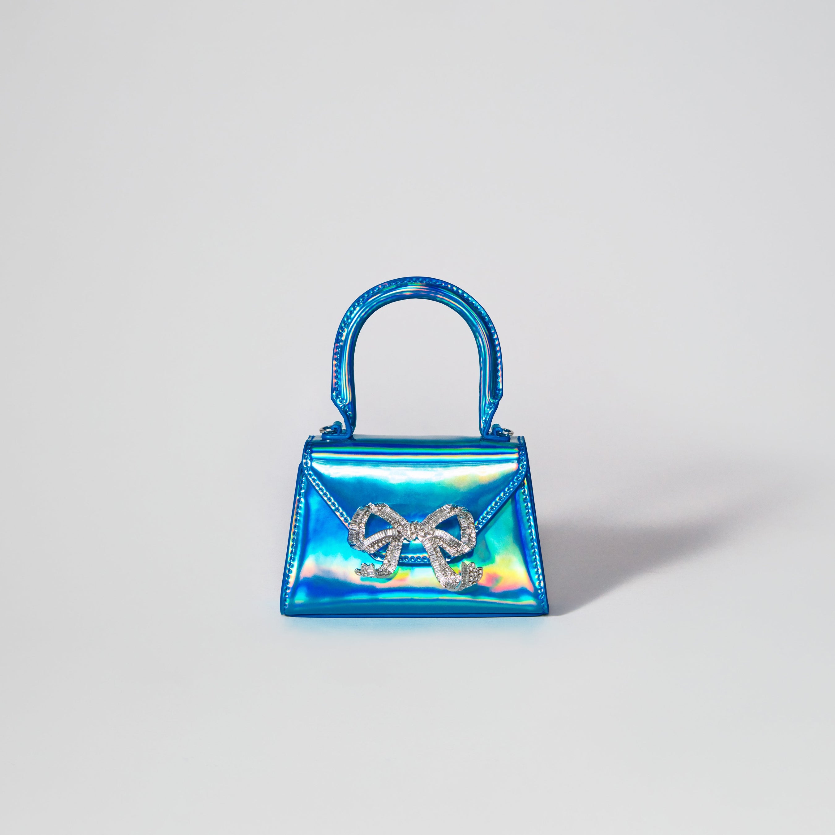 Blue Metallic Bow Envelope Micro Bag