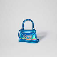 Blue Metallic Bow Envelope Micro Bag