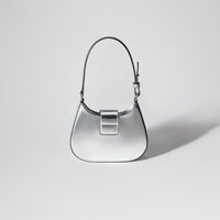 Silver Metallic Crescent Bow Mini Bag