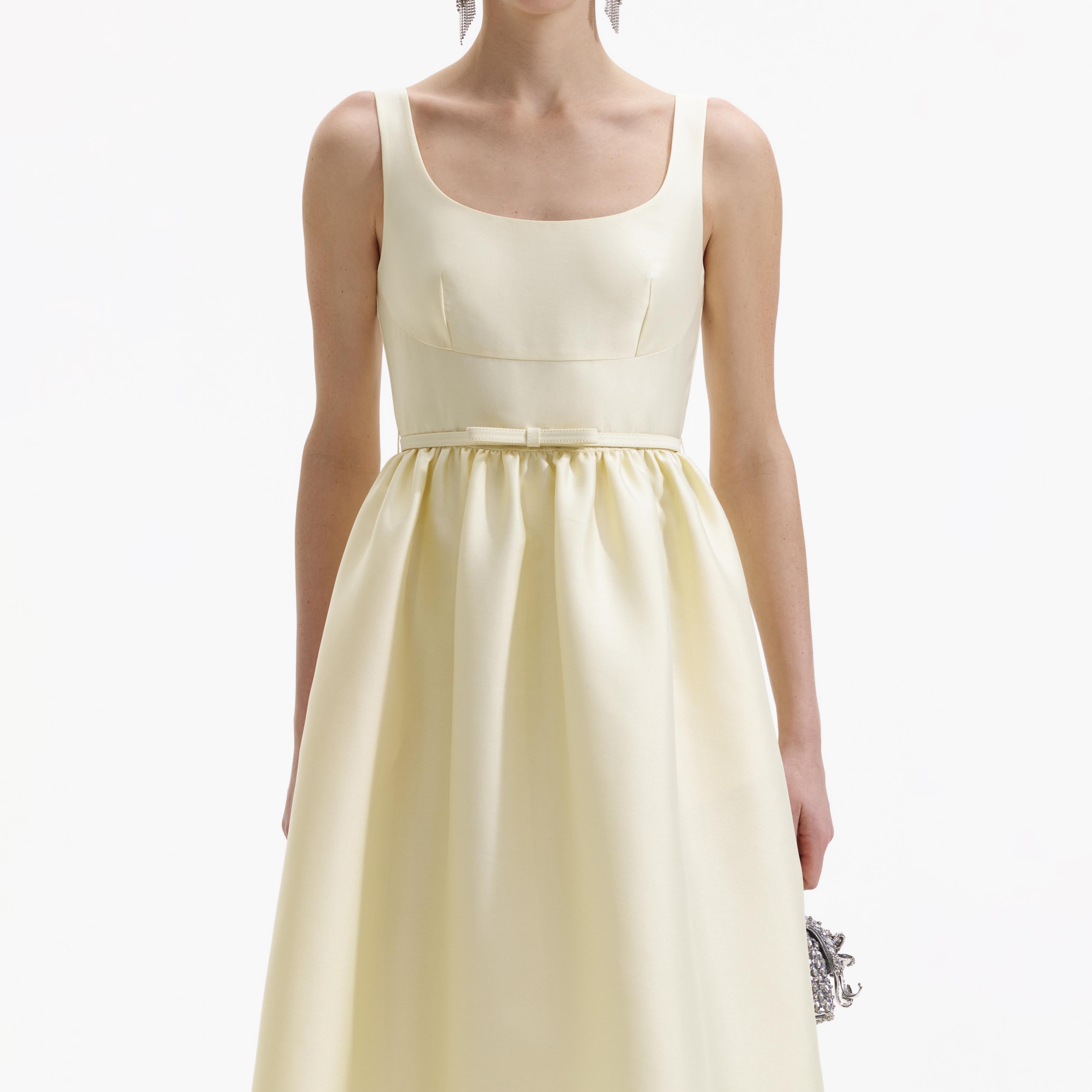 Yellow Taffeta Midi Dress