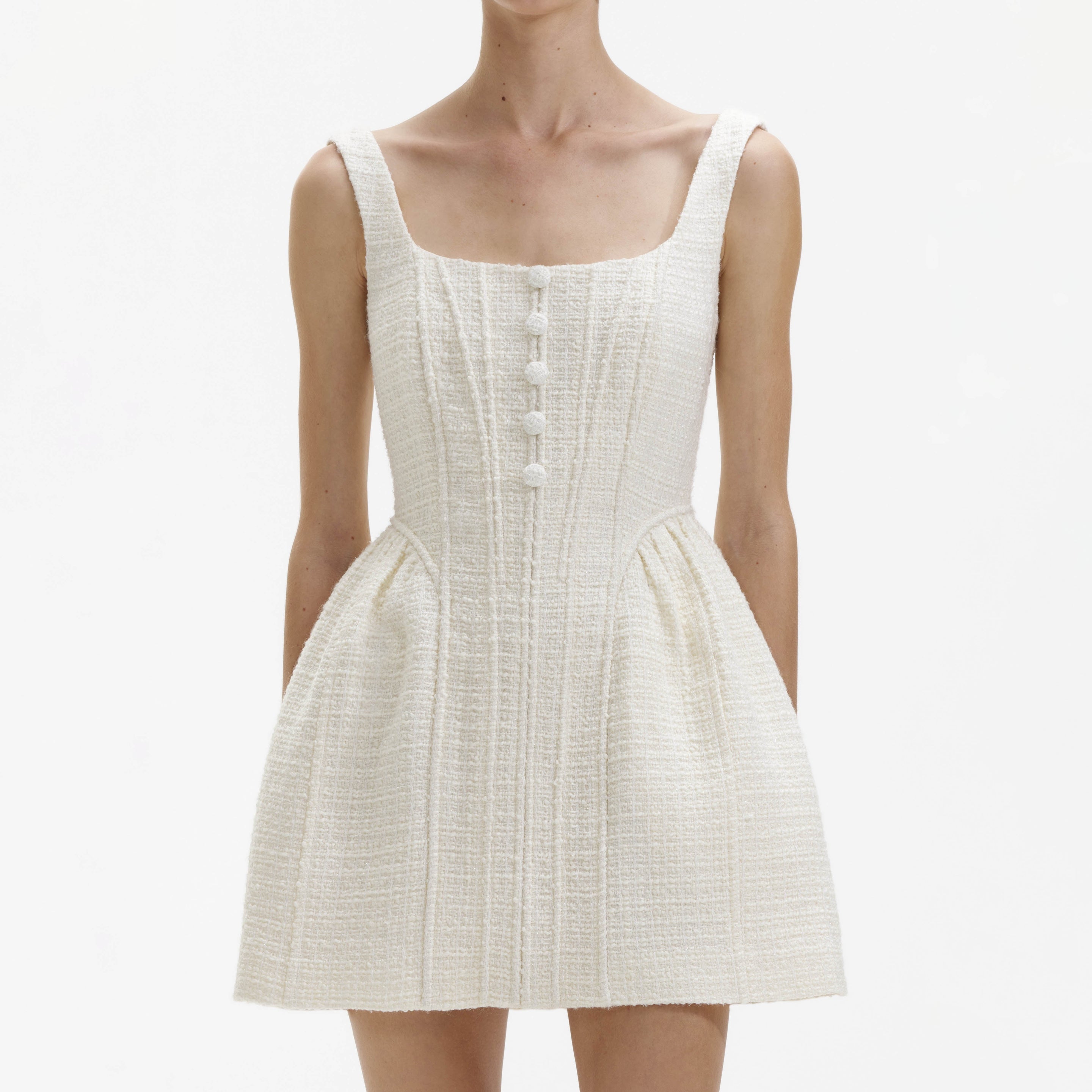 Cream Boucle Tailored Mini Dress – Bipty