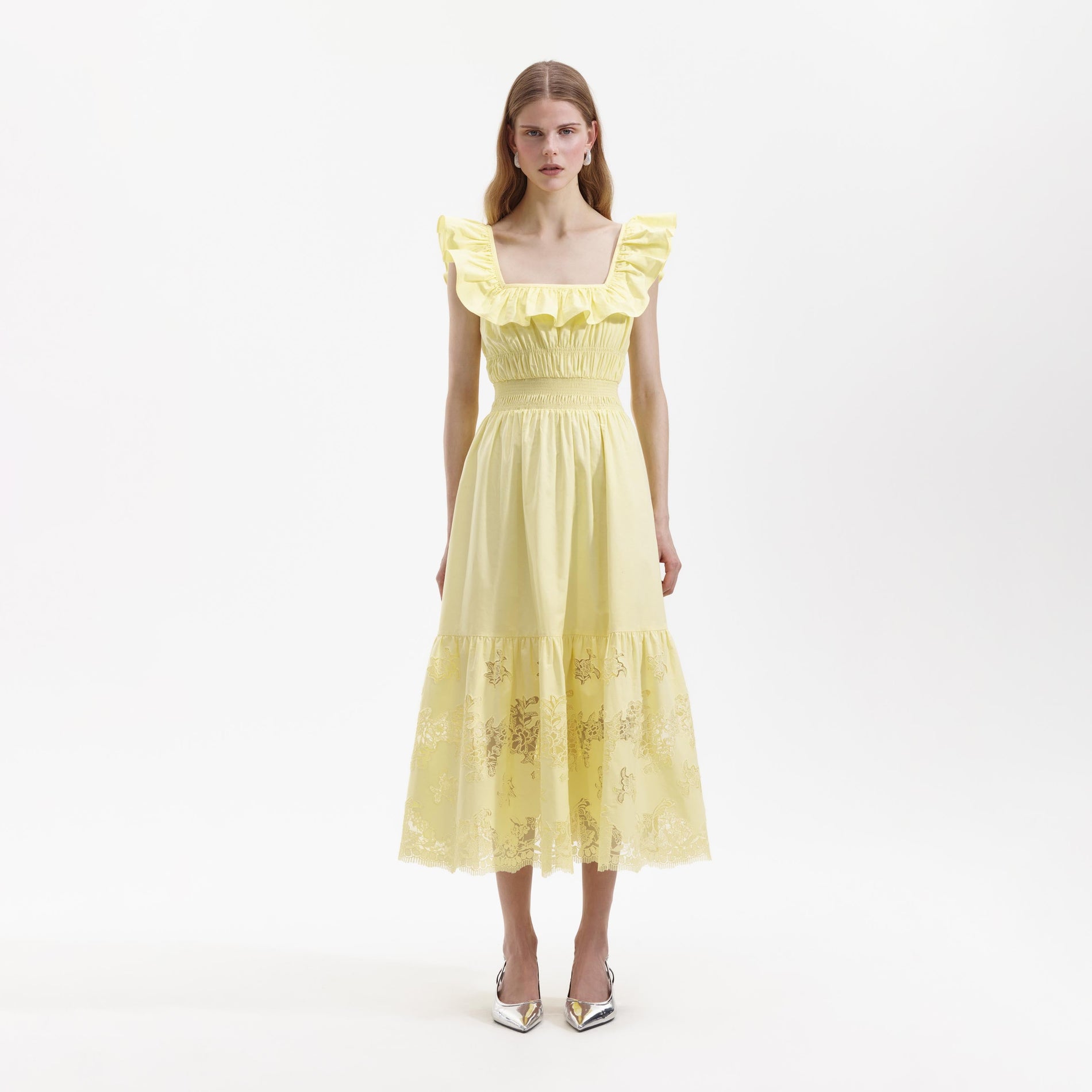 Yellow Cotton Midi Dress