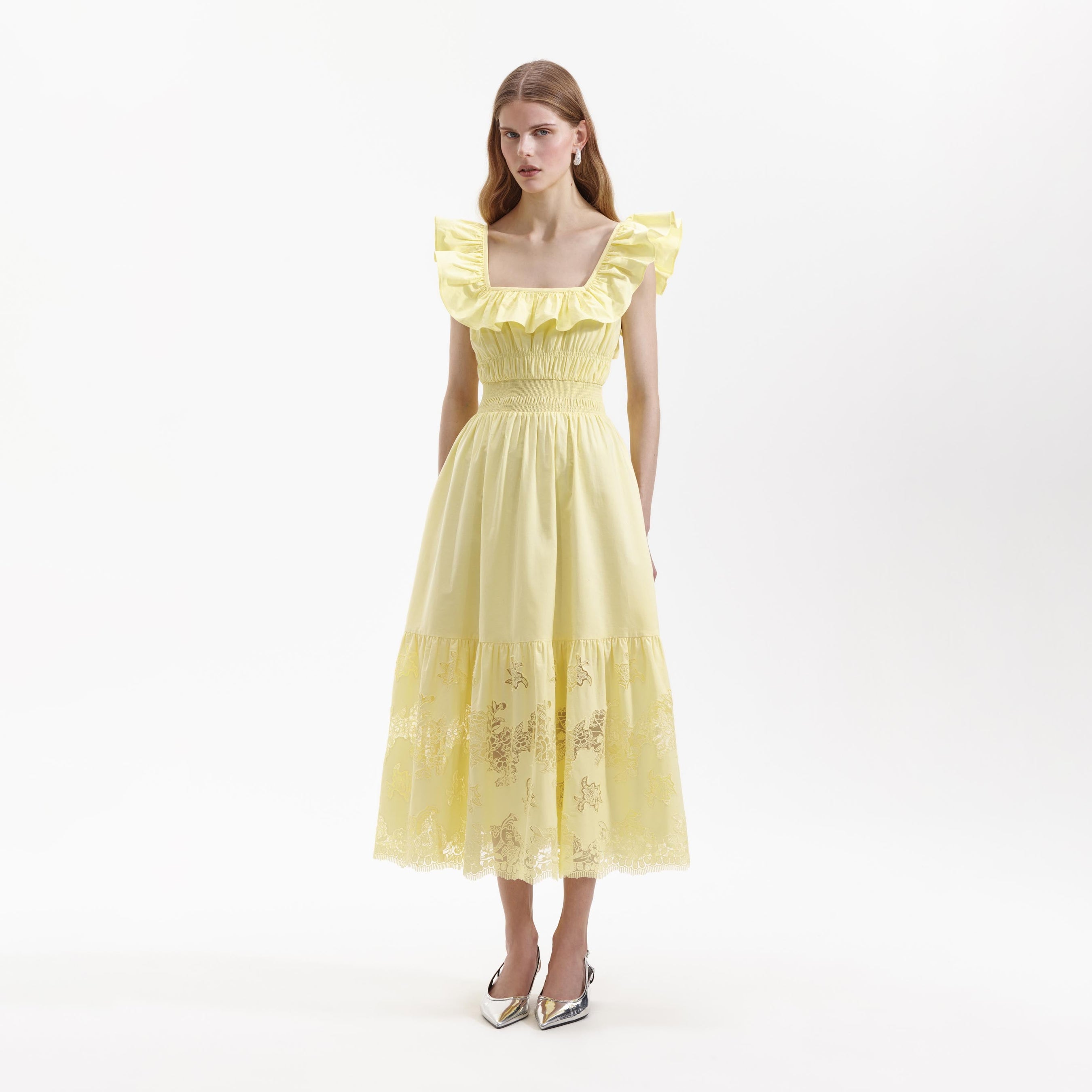 Yellow Cotton Midi Dress