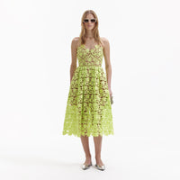 Lime Azaelea Lace Midi Dress