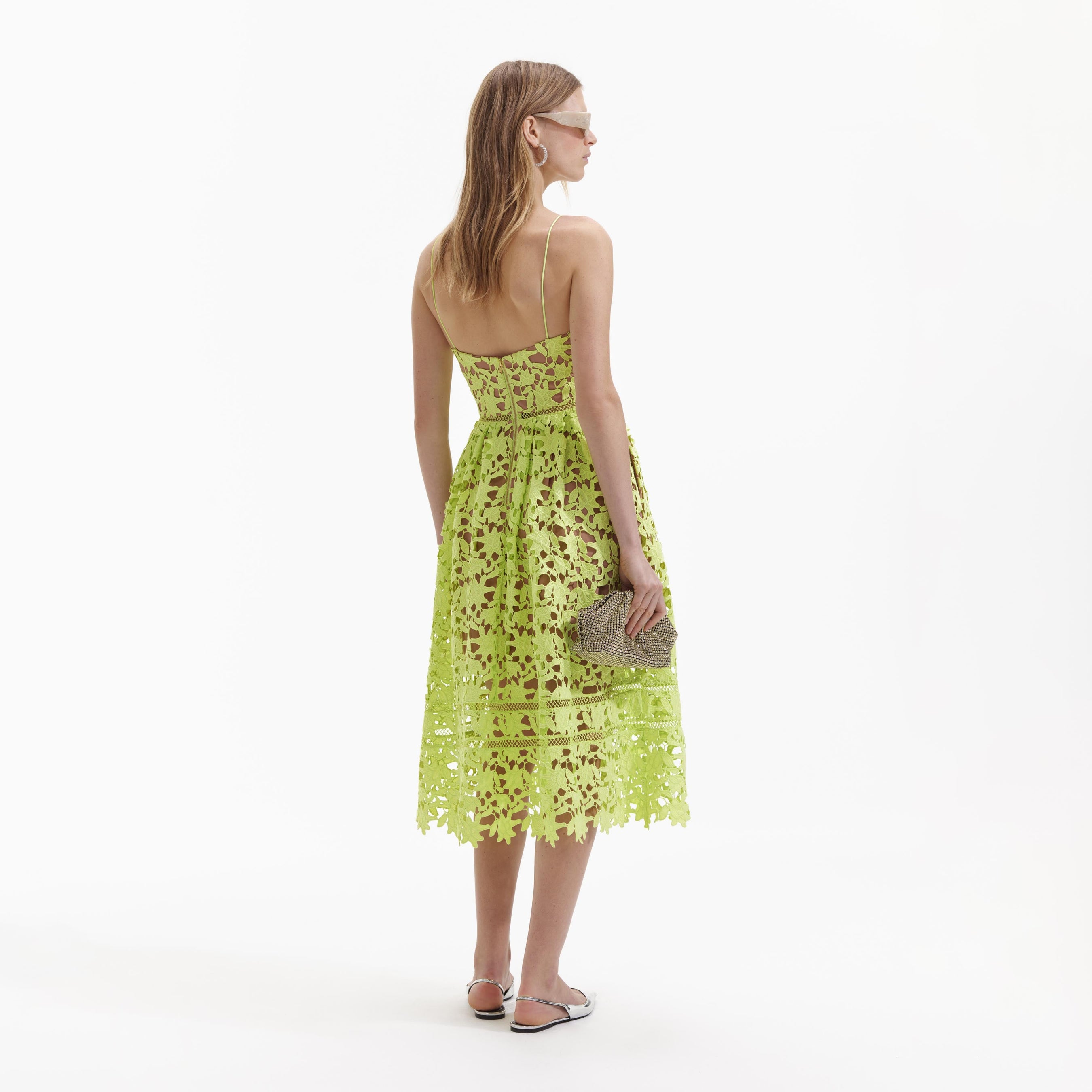 Lime Azaelea Lace Midi Dress