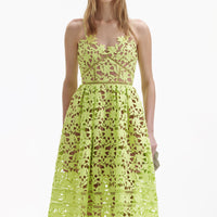 Lime Azaelea Lace Midi Dress