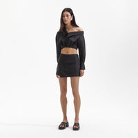 Black Taffeta Skort