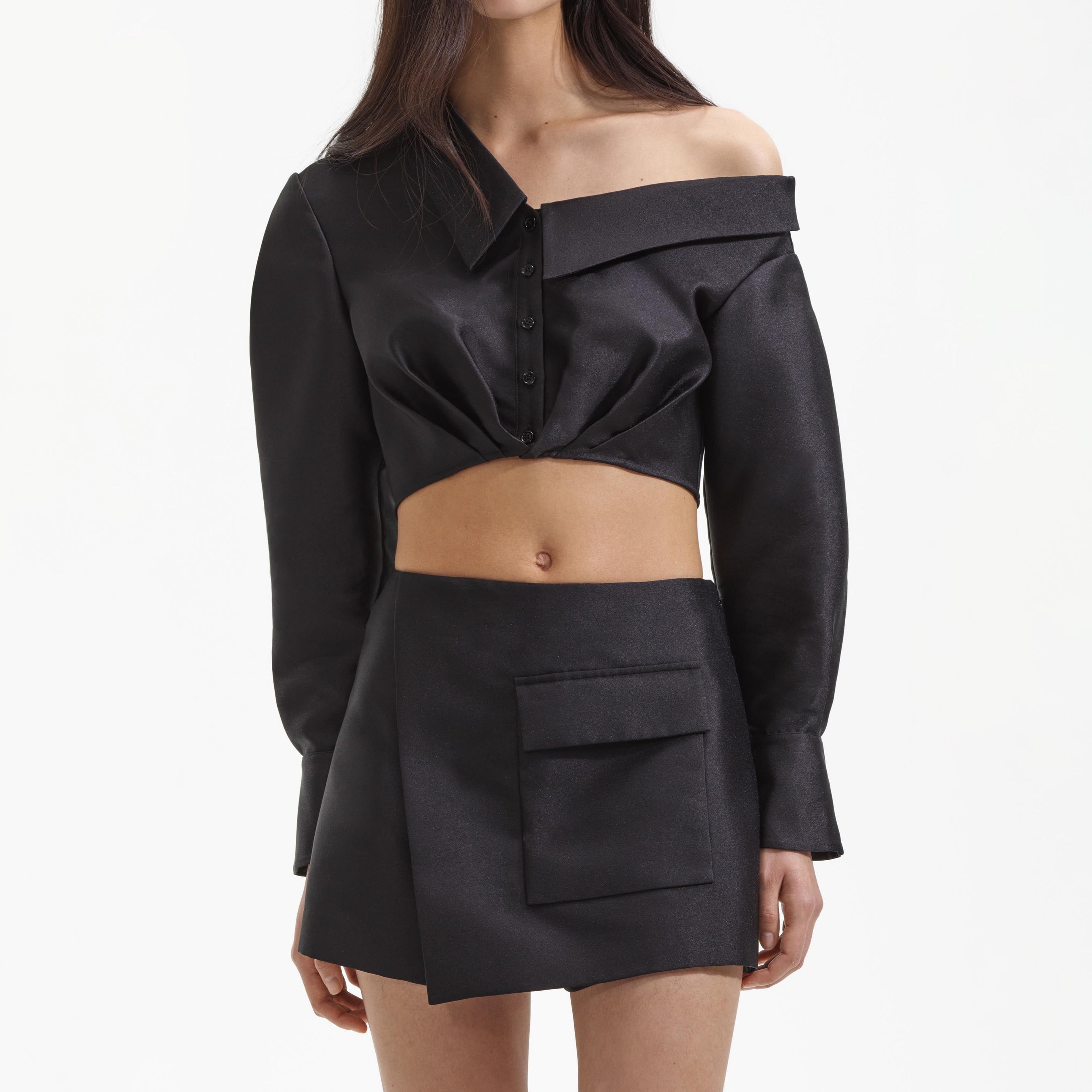 Black Taffeta Skort