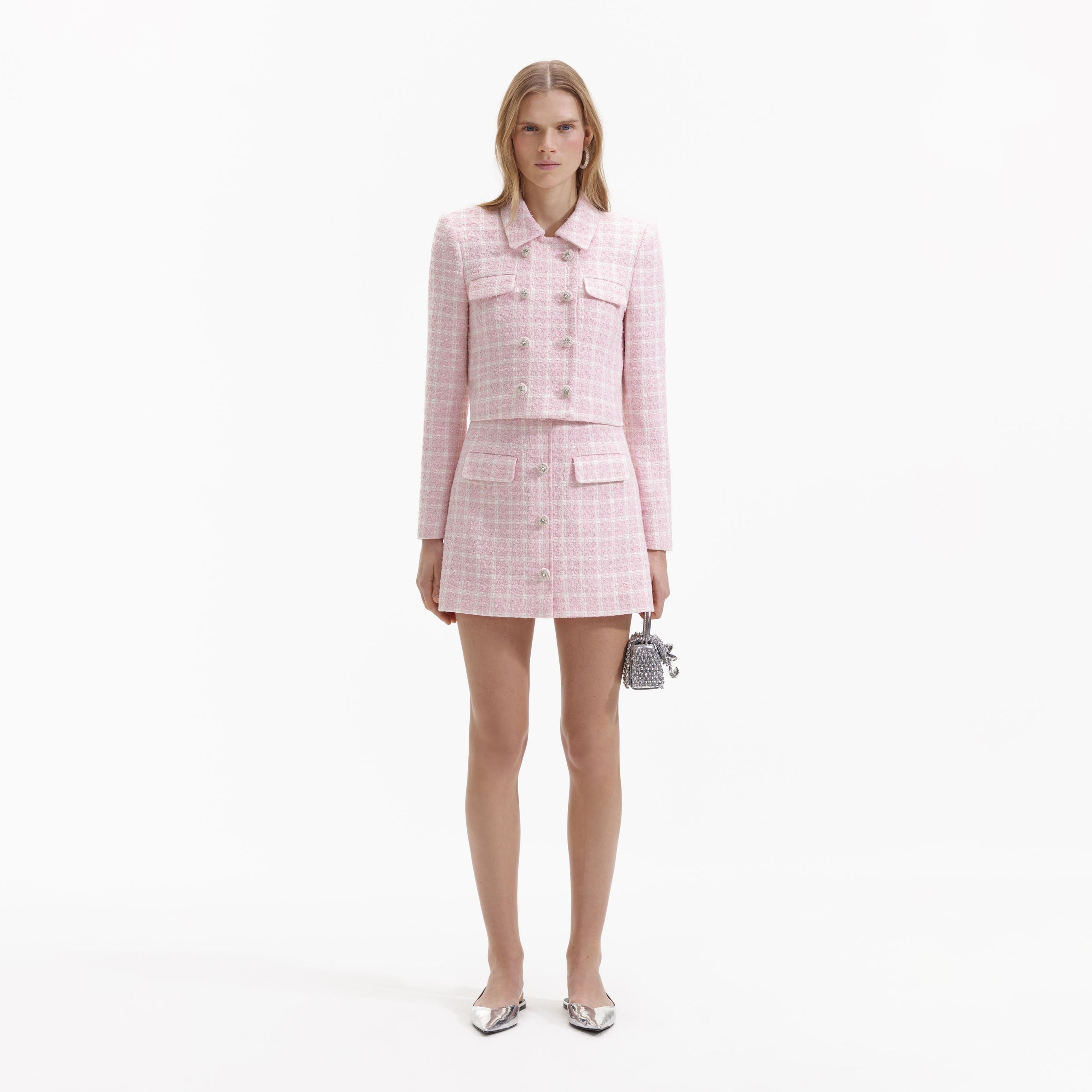 Pink Boucle Collar Jacket