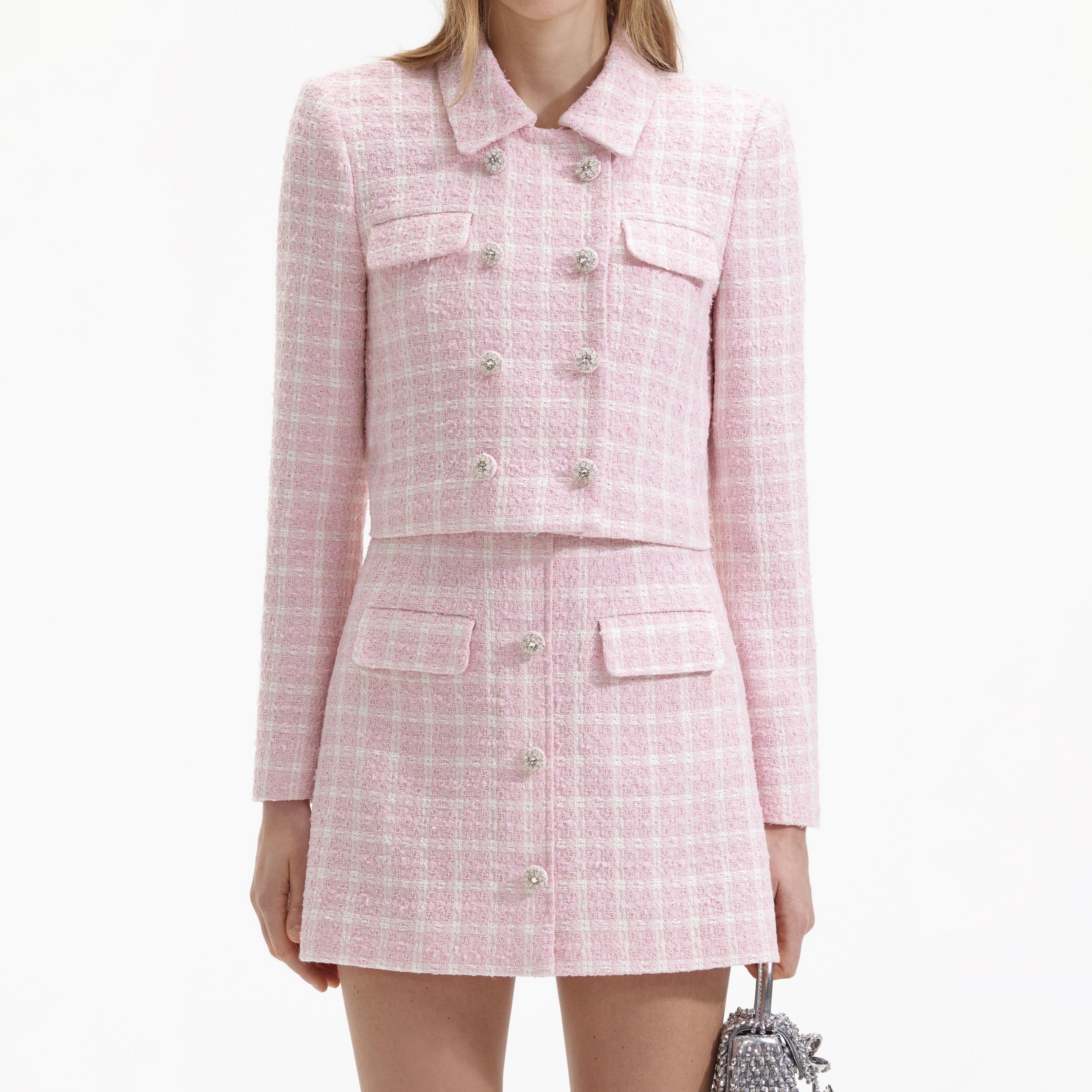 Pink Boucle Collar Jacket