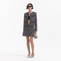 Black Check Boucle Mini Skirt