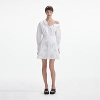 White Cotton Lace Hem Mini Dress