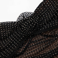 Black Rhinestone Bardot Top