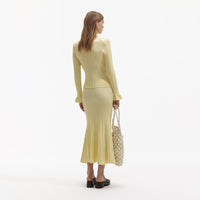 Yellow Ribbed Viscose Knit Top