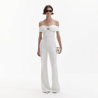 White Crepe Bow Jumpsuit