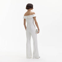 White Crepe Bow Jumpsuit