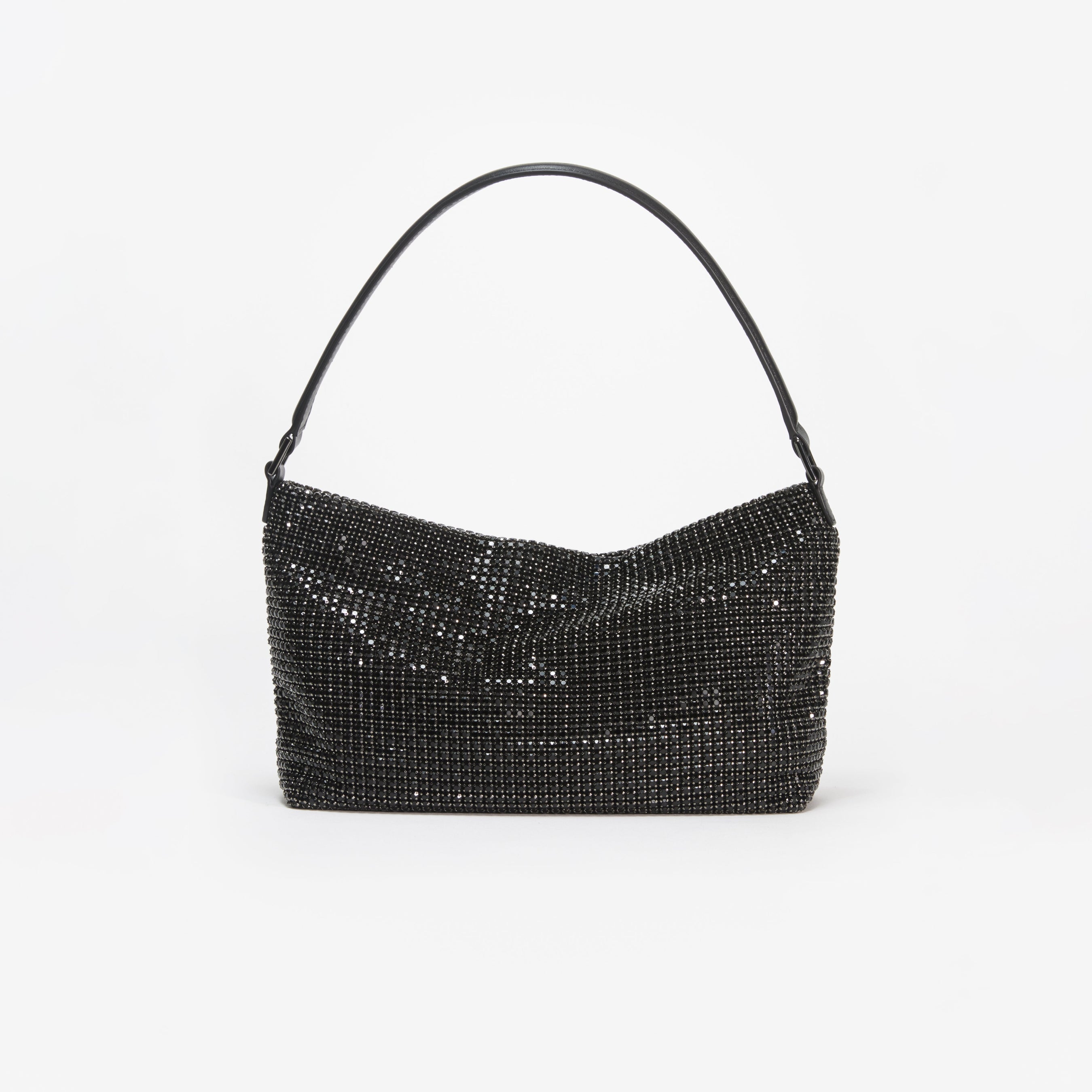 Black Diamante Medium Hobo Bag