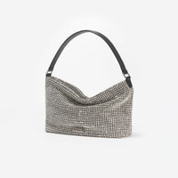 Silver Diamante Medium Hobo Bag