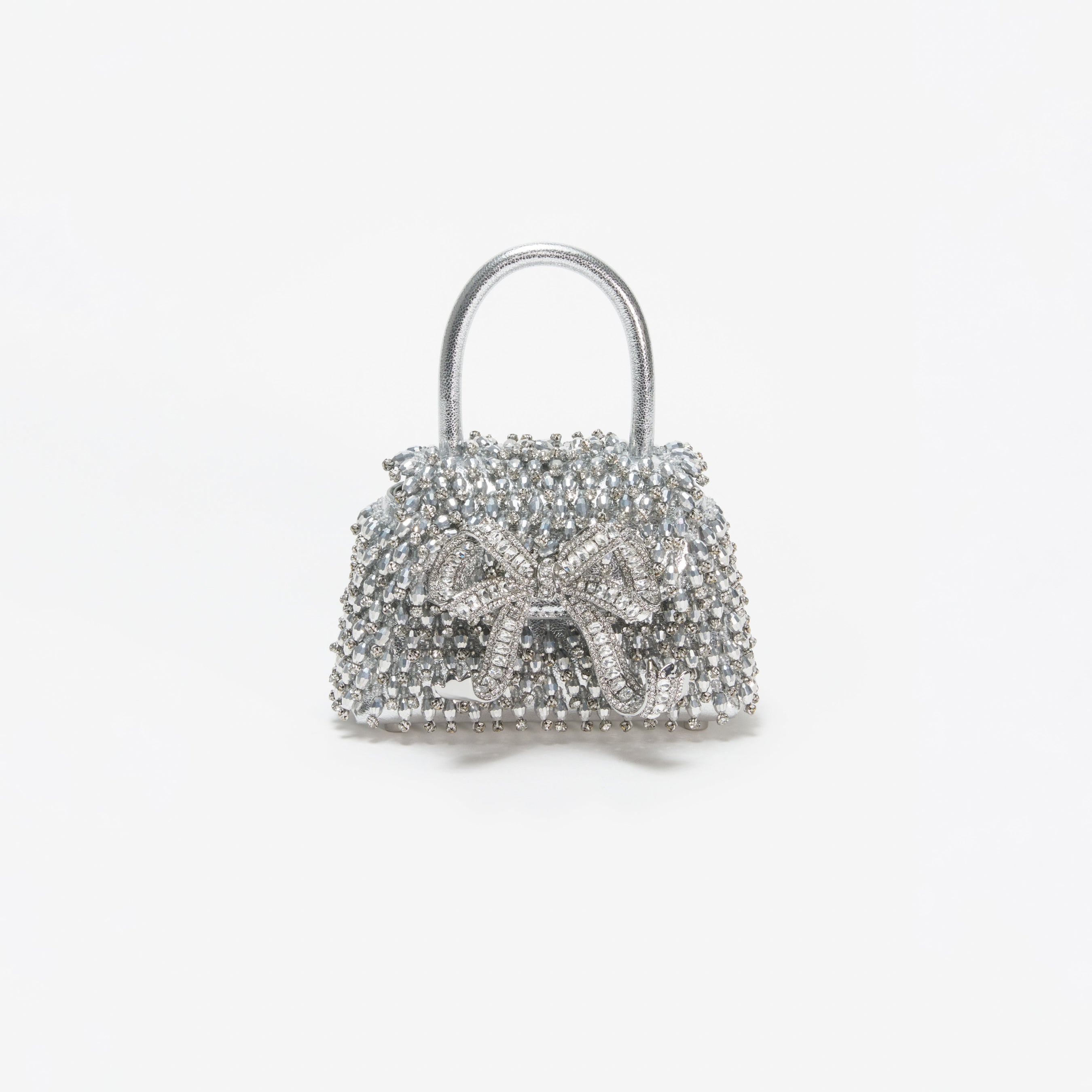 Silver Embellished Micro Bow Bag