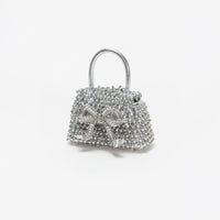 Silver Embellished Micro Bow Bag