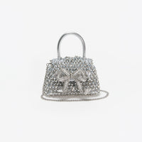 Silver Embellished Micro Bow Bag